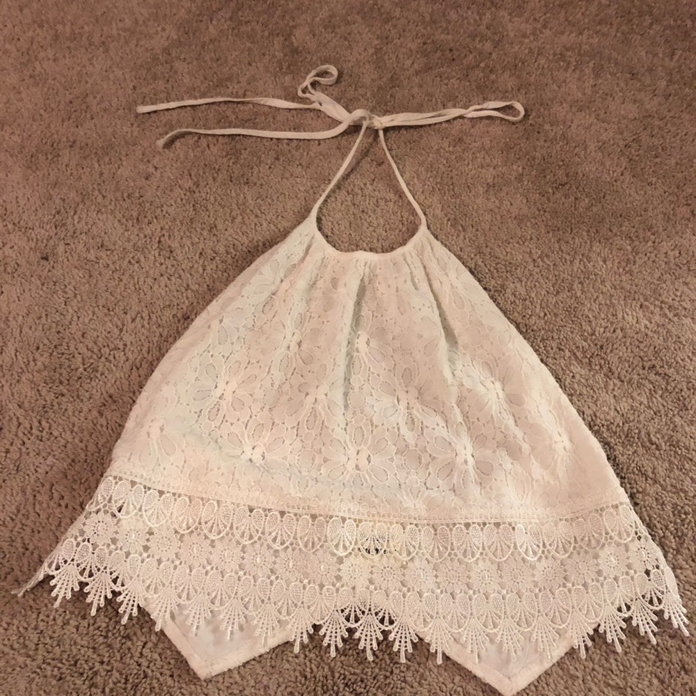 Off white lace halter top